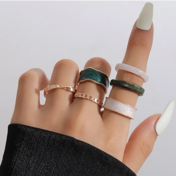 Marble Cuff & Acrylic Ring Set - Picture 1 of 4